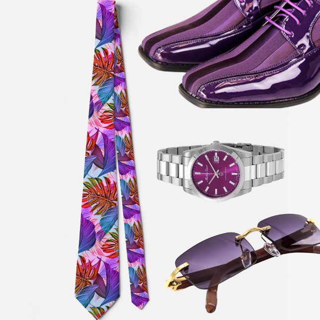 Purple Tropical Hawaiian pattern Tie (Creator Uploaded)