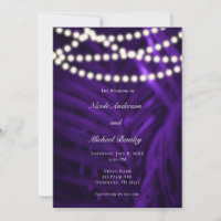 Purple Tropical Palm Leaves & Lights Wedding