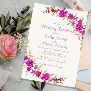 Purple Trumpet Flower Garden Wedding Reception Invitation