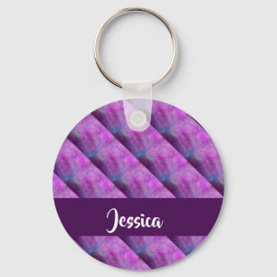 Purple tufted patterned key ring