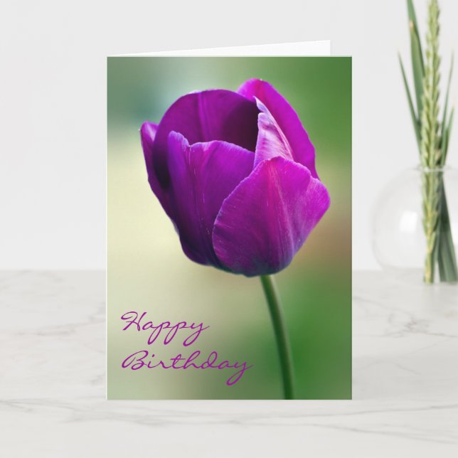 Purple Tulip Birthday Card (Front)