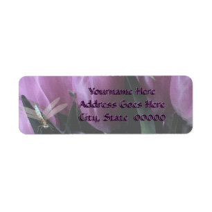 Purple Tulip Dragonfly Return Address Labels