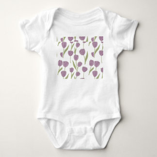 Purple Tulip Floral Pattern Baby Bodysuit