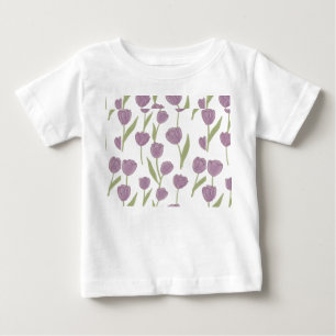 Purple Tulip Floral Pattern Baby T-Shirt
