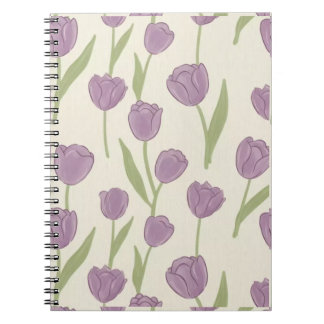 Purple Tulip Floral Pattern Notebook -Cute Journal