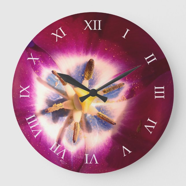 Purple tulip Floral Photo    Wall Clock (Front)