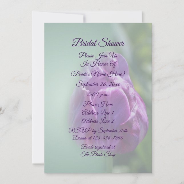 Purple Tulip Flower Bridal Shower  Invitation (Front)