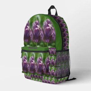 Purple Tulip Flower Personalised Printed Backpack