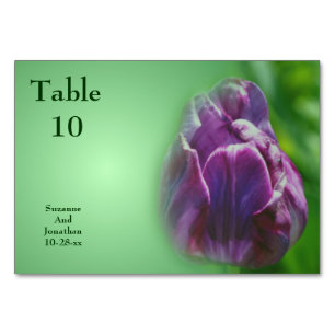 Purple Tulip Flower Personalised Wedding  Table Number