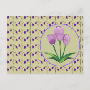 Purple tulip flower vintage pattern  baby shower invitation postcard