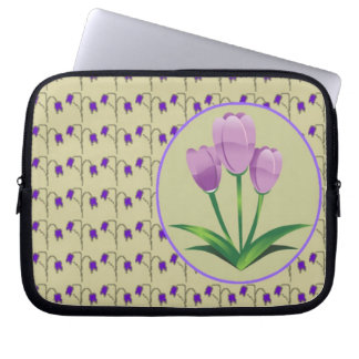 Purple tulip flower vintage pattern cute laptop sleeve