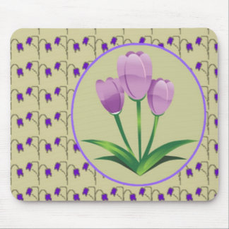Purple tulip flower vintage pattern cute mouse pad