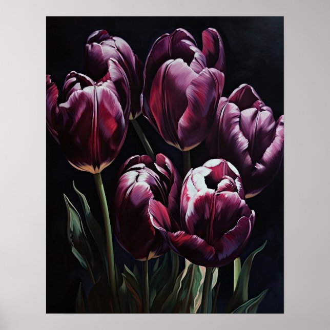 Purple Tulip Flowers Art Print Poster (Front)
