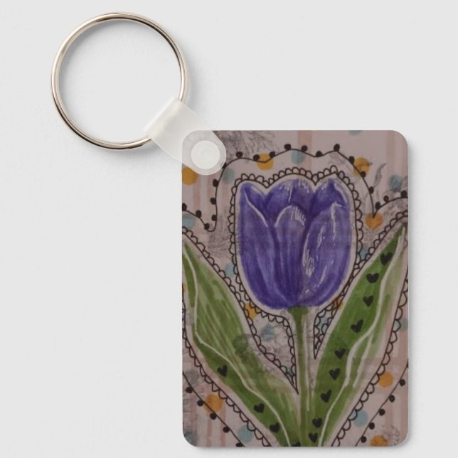 Purple Tulip Key Ring (Front)
