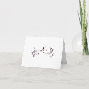 Purple Tulip Monogram Note Cards
