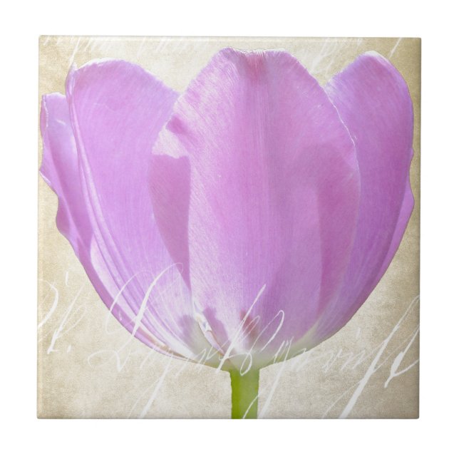 Purple Tulip Paper Vintage Pattern Tile (Front)