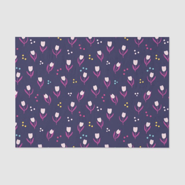 Purple Tulip pattern Tissue Paper (Front)