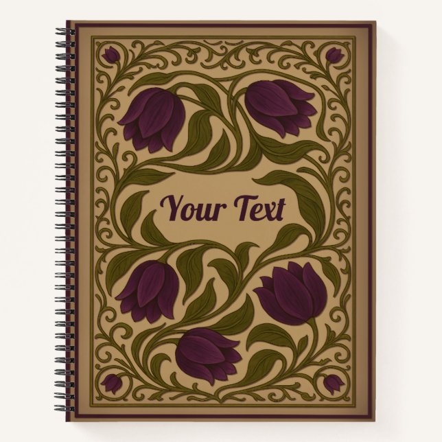Purple tulip Vintage Floral Spiral Notebook (Front)
