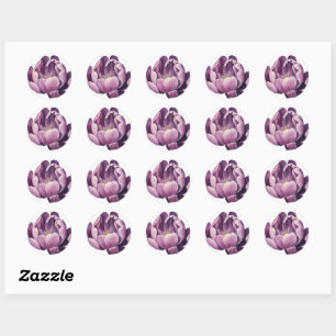 Purple Tulip Watercolor Illustration Classic Round Sticker