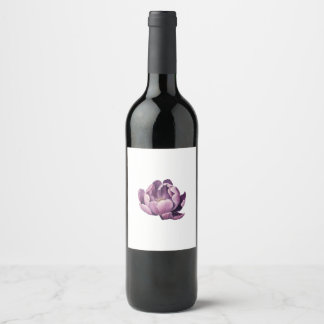 Purple Tulip Watercolor Illustration Wine Label