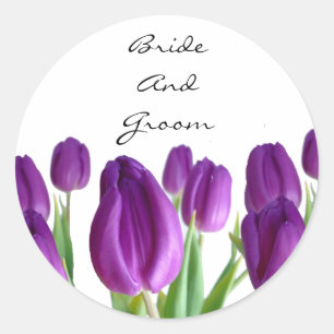 Purple Tulip Wedding Envelope Seals