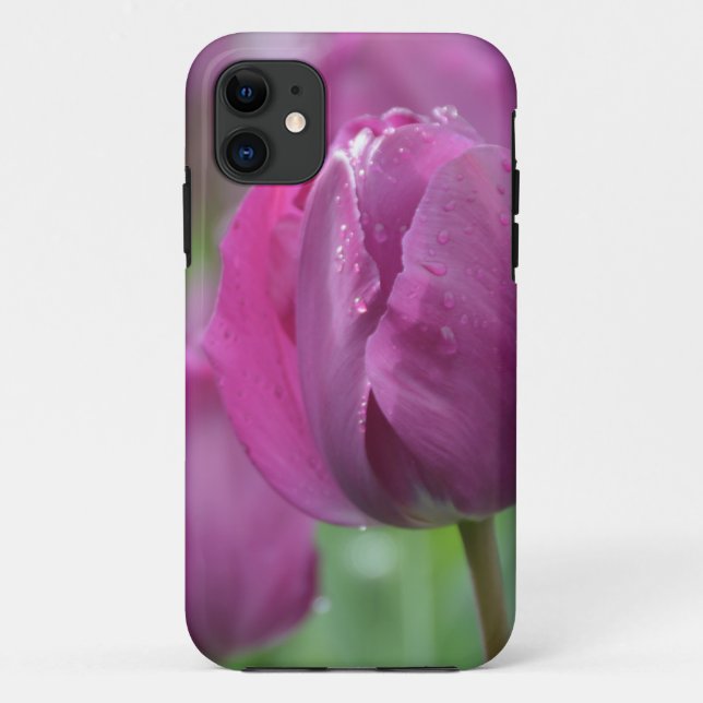 Purple Tulip with water drops Case-Mate iPhone Case (Back)