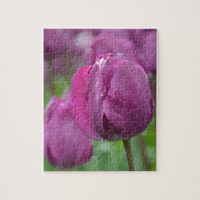 Purple Tulip with water drops Jigsaw Puzzle (Vertical)