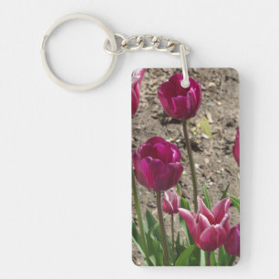 Purple Tulips acrylic key chain