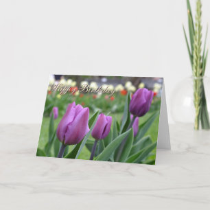 Purple Tulips - Birthday Card -Customise
