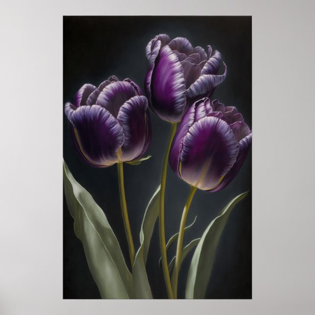Purple Tulips Flower Art Print Poster (Front)