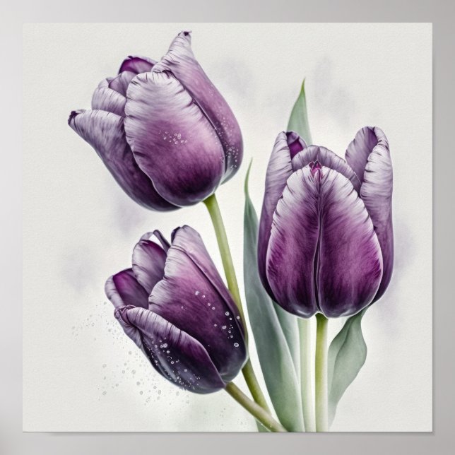 Purple Tulips Flower Art Print Poster (Front)