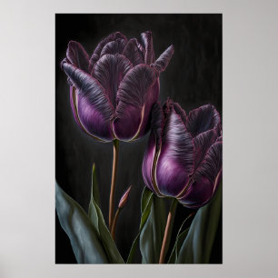 Purple Tulips Flower Art Print Poster