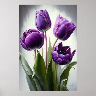 Purple Tulips Flower Art Print Poster