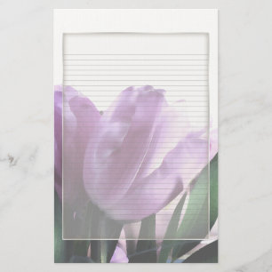 Purple Tulips Optional Lined Note Paper