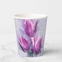 Purple Tulips Paper Cups