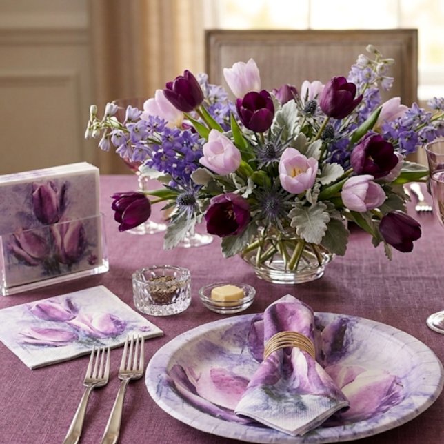 Purple Tulips Paper Plates (Creator Uploaded)