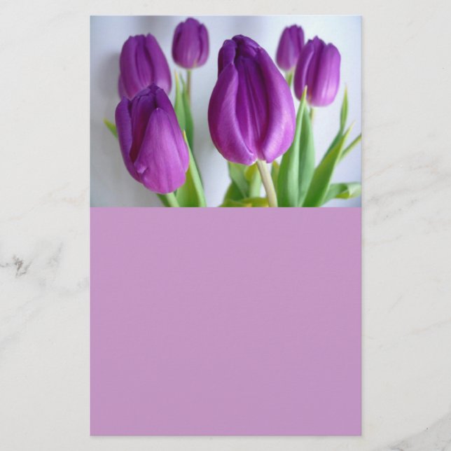 Purple Tulips Stationery (Front)