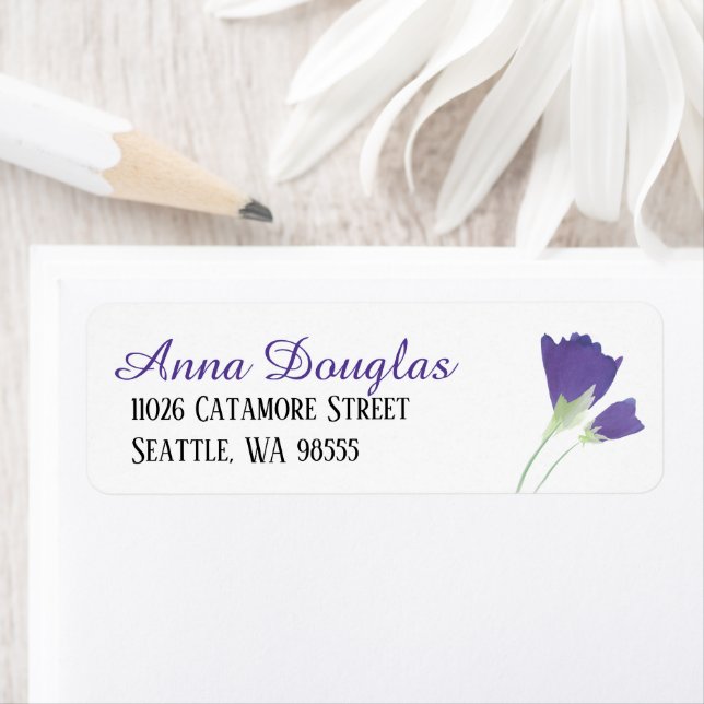 Purple Tulips Sweet 16 Return Address Label Sheet (Insitu)