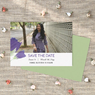 Purple Tulips  Sweet 16 Save the Date Card