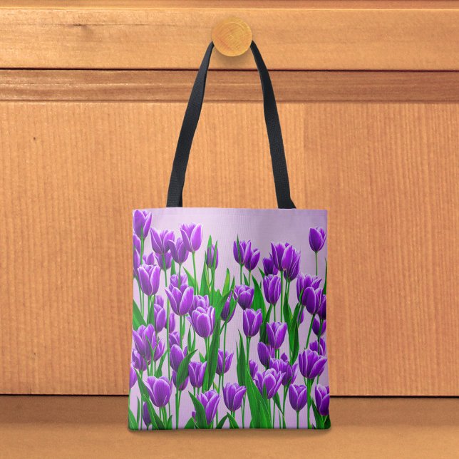 Purple Tulips Tote Bag (Tote bag with purple tulips)