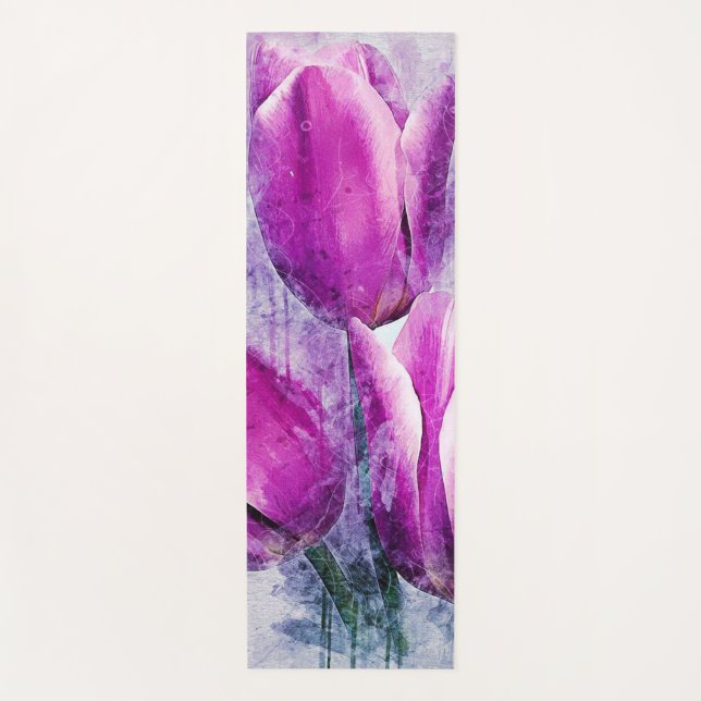 Purple Tulips Yoga Mat (Front)