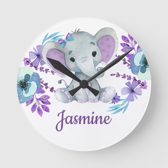 Purple turquoise Acrylic Wall Clock, Round (Medium Clock (Front)