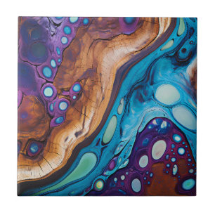 Purple Turquoise Art Ceramic Tile