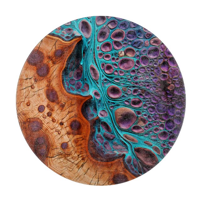 Purple Turquoise Art Cutting Board (Front)