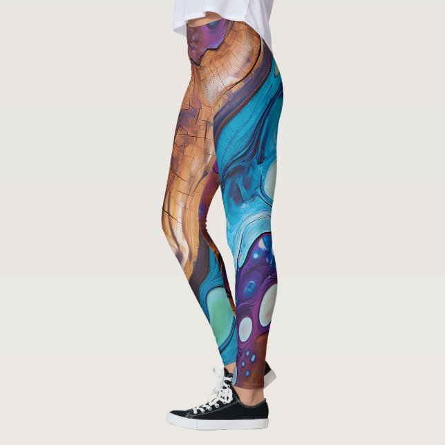 Purple Turquoise Art Leggings (Left)