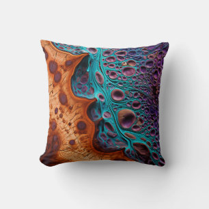 Purple Turquoise Art Throw Pillow