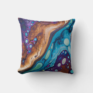 Purple Turquoise Art Throw Pillow