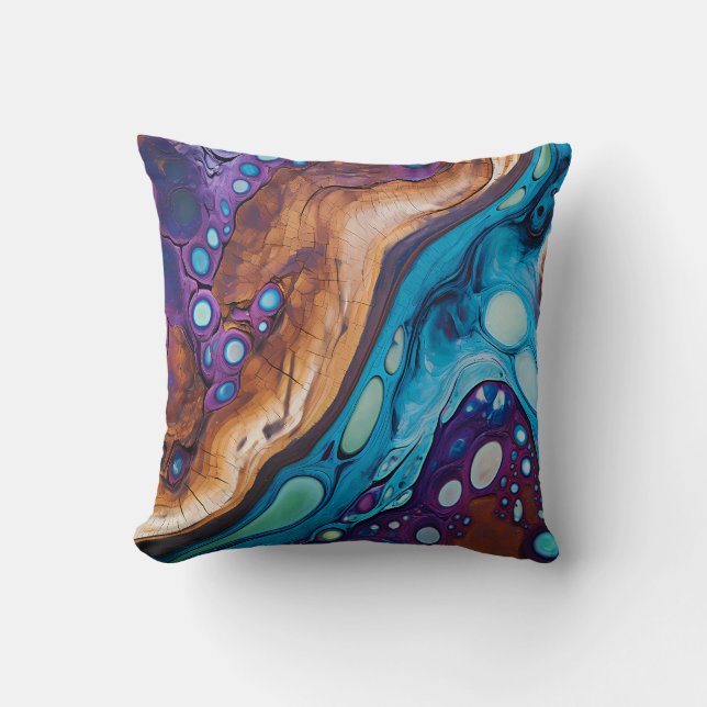 Purple Turquoise Art Throw Pillow (Front)