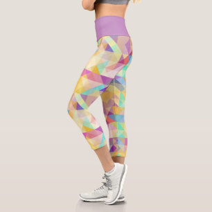 Purple Turquoise Blue Green Pink Art Pattern Capri Leggings