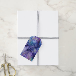 Purple Turquoise Blue Marbled Watercolor Paint Gift Tags
